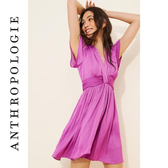 By Anthropologie Dresses & Skirts - By Anthropologie Amethyst Purple Satin Mini Dress 8